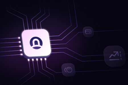 Chip wired to floating feature icons