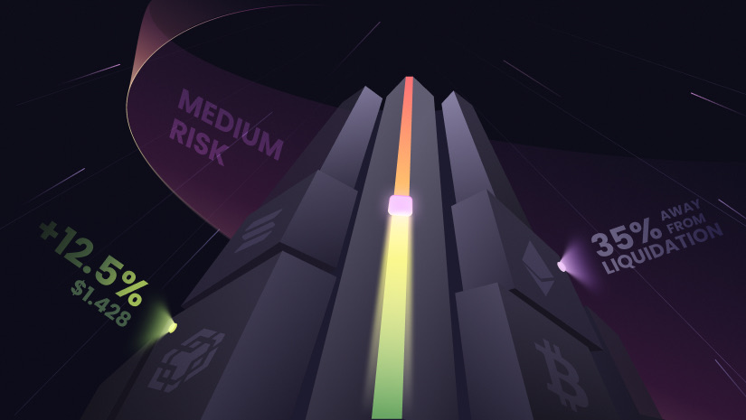 Risk gauge running up a dark monolith